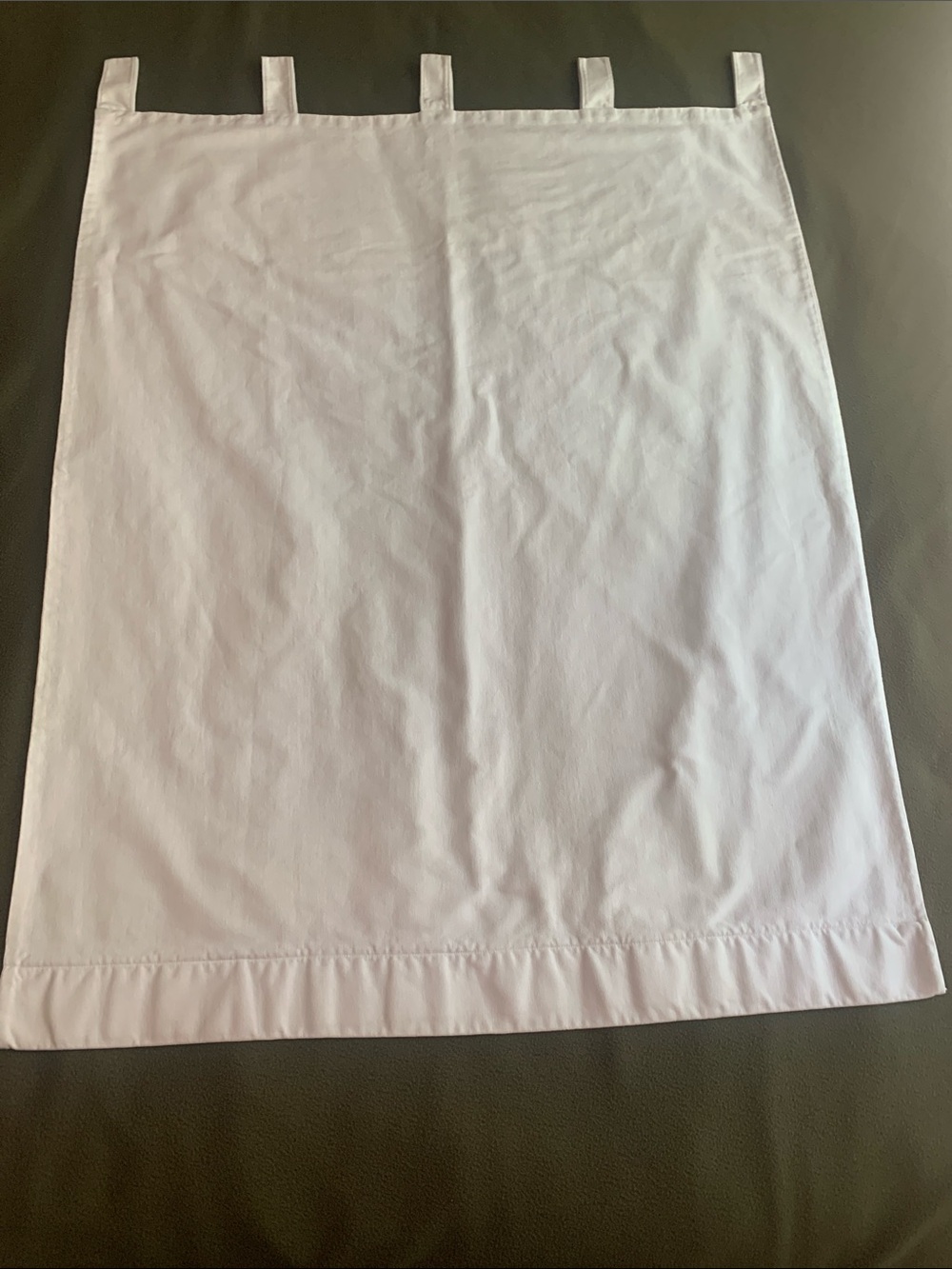 Custom homemade white tab top curtains. Approx 33” x 45” including tabs. - Picture 8 of 10